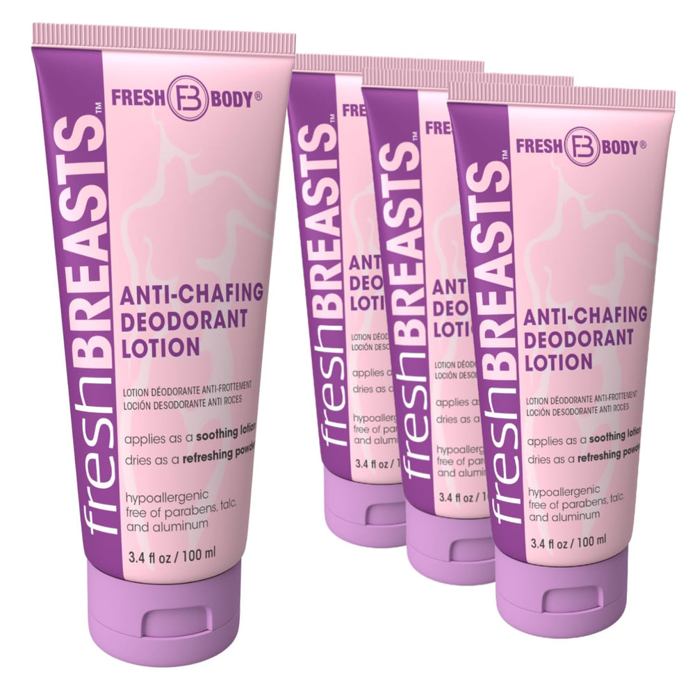 Fresh Body FB Fresh Breasts anti-chafing cream tube, quick-dry formula for all-day comfort.