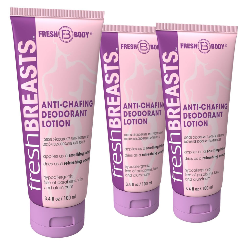 Fresh Breasts 3‑pack anti chafing lotion front view for daily comfort