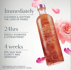 Liquid dispenses onto skin from Fresh Rose Toner, prepping for serums