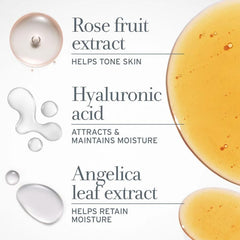 Fresh Rose Toner with rose imagery evokes soothing scent and luxury skincare moment