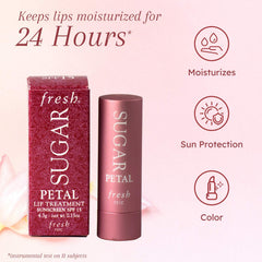 Fresh Sugar Lip Treatment Petal swatch shows buildable pink tint.