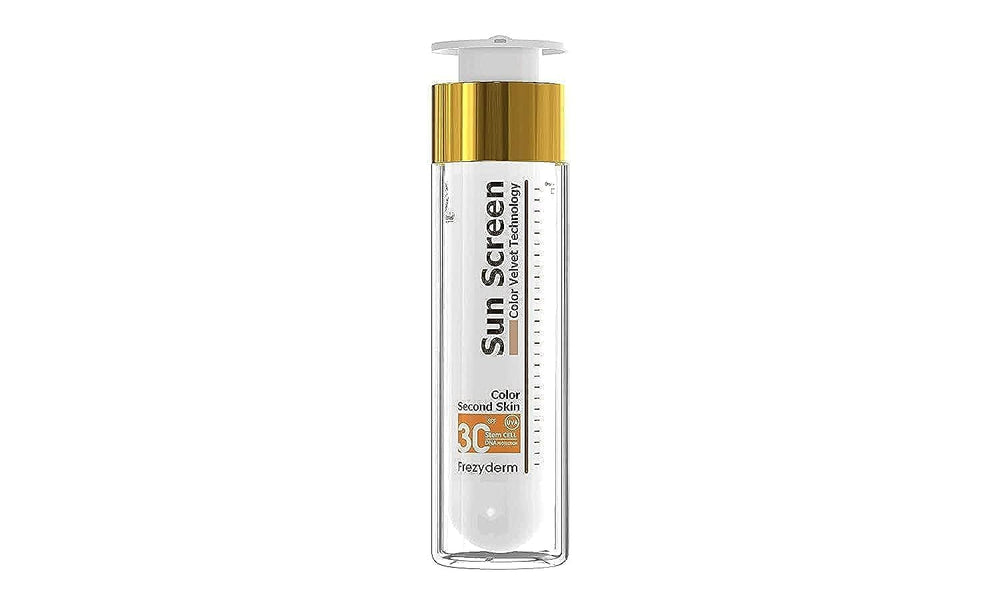 Frezyderm Velvet Face SPF30 bottle close-up showing a smooth, blendable tint.