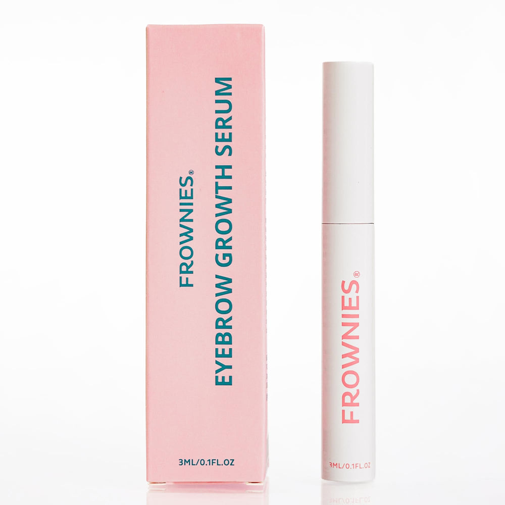 Frownies Brow Serum application at the brow base for targeted growth support.