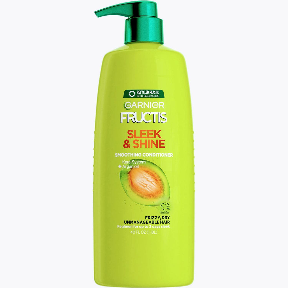Fructis Sleek & Shine conditioner 40oz bottle for smooth, manageable hair.
