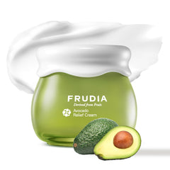 FRUDIA Avocado Relief Face Cream bottle showing calm hydration for dry skin