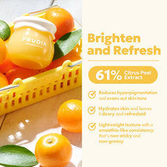 FRUDIA Citrus Brightening Cream texture close-up with silky finish.