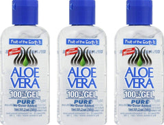 Fruit of the Earth Aloe Vera Gel bottle pour for quick cooling and soothing skin care.