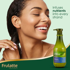 Frulatte Olive Shampoo pump dispense for easy mess-free application