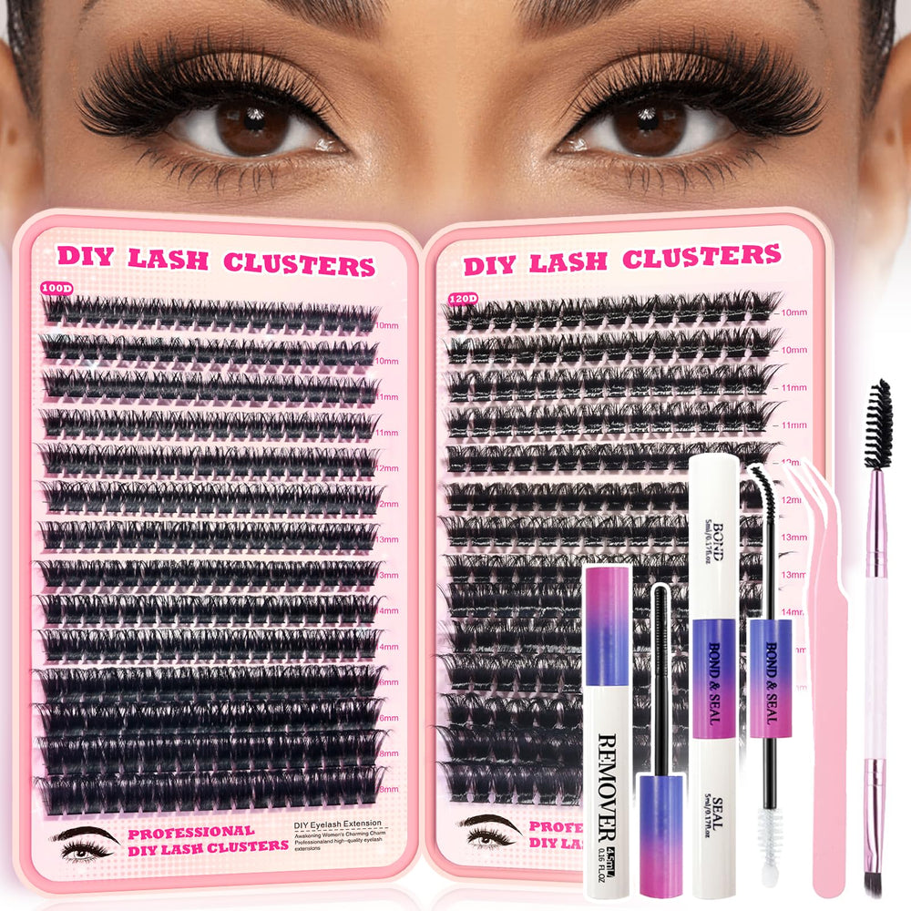 FTBZCF Lash Clusters Kit contents shown for a complete at home DIY lash set.