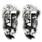 FTVLTAT Jesus Cross tattoo sheet 01, bold cross design for facial or arm art, waterproof.