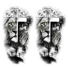 FTVLTAT Jesus Cross tattoo sheet 01, bold cross design for facial or arm art, waterproof.