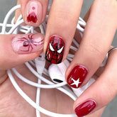 FUKIDOG Halloween press-on nails with spider design for quick party-ready style