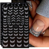 FUKIDOG French-tip 3D stickers with silver glitter for chic nails