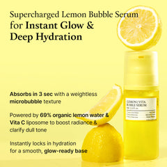 Applying FULLY Lemon Vita Bubble Serum for a smooth, luminous base.