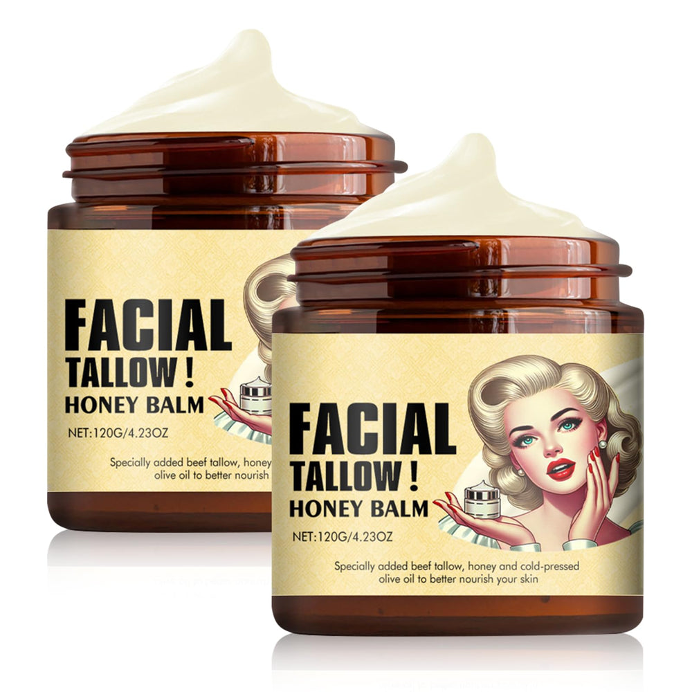 Funfunman whipped tallow honey balm jar front shows creamy texture for daily hydration
