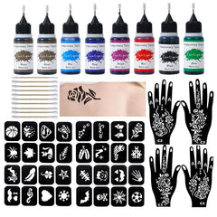 Funtigee ink bottles color palette for vivid temporary body art.