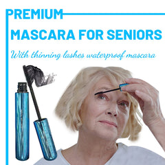 Close-up of Fupah mascara brush reaching thinning lashes.