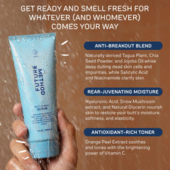 Future Method butt scrub being applied for gentle exfoliation on skin.