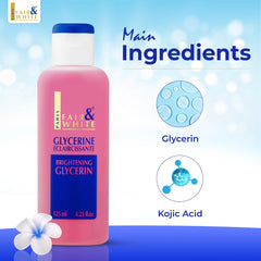 Fair and White Original Glycerin bottle pour showing easy application for quick moisture