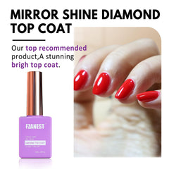 FZANEST diamond top coat swatch reveals mirror like shine.