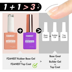 FZANEST rubber base gel brush closeup showing self leveling formula.