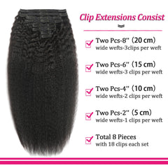 FZV kinky straight clip-in texture close-up showing silky, tangle-free finish.