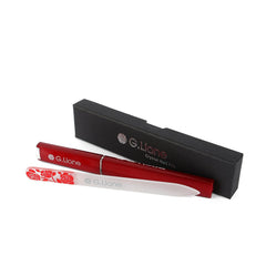 Open package showing nail file case and contents