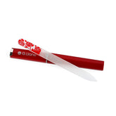 G.Liane premium glass nail file with case in rose red for precise shaping