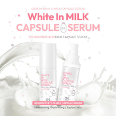 G9SKIN White In Milk Capsule Serum texture close-up showing lightweight absorption.