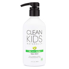 Gabriel Cosmetics Clean Kids Naturally Kiwi Soap 16oz bottle front shows kid-friendly design and gentle cleansing