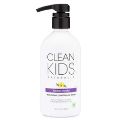 Gabriel Cosmetics Clean Kids Tahitian Vanilla Lotion bottle front showing gentle hydration for sensitive skin