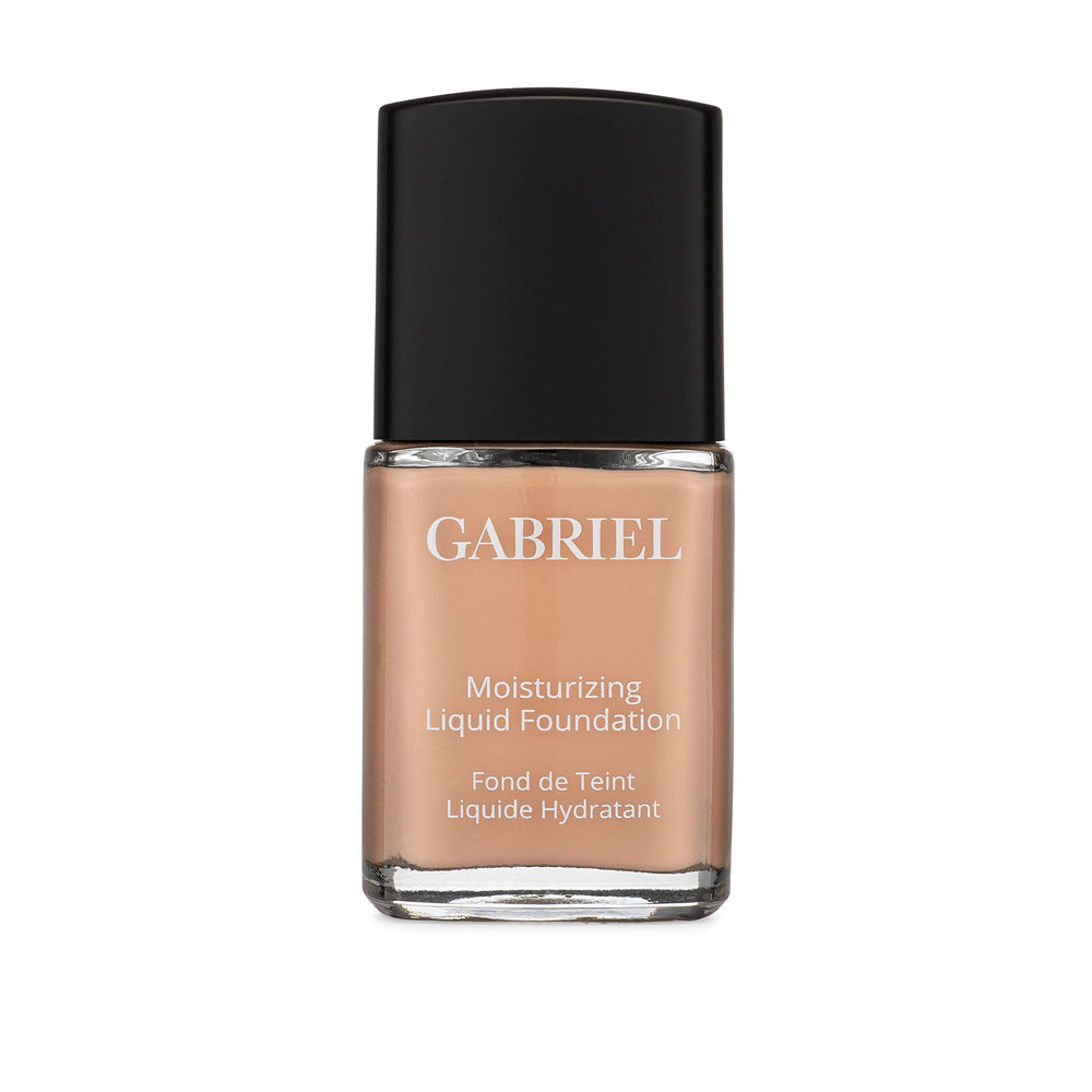 Gabriel Cosmetics Liquid Foundation True Beige bottle shows smooth, long-lasting coverage