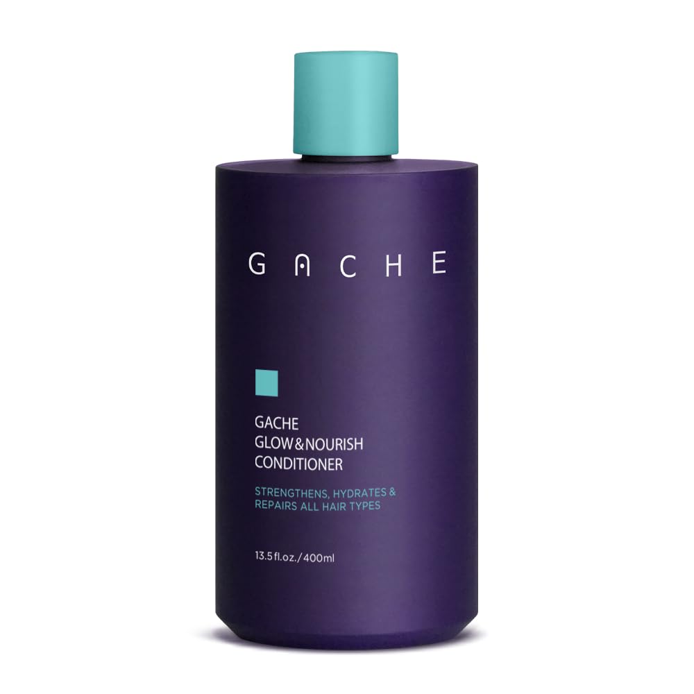Gache Glow & Nourish Conditioner bottle pour provides lightweight hydration for all hair types.