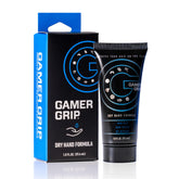 Gamer Grip bottle application demonstrates quick dry hand protection for gaming.