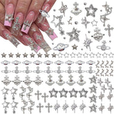 Ganepwns star nail charms 100pcs in silver for dazzling nails