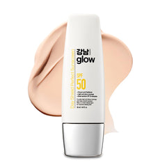 GANGNAM GLOW Day Shield bottle front showing lightweight, fast-absorbing sunscreen.
