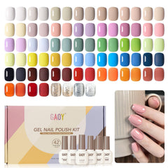 GAOY 42-pcs gel nail kit packaging shown, ideal for easy at-home manicures.