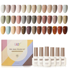 GAOY 42-pcs gel nail polish kit with 39 colors for versatile salon or at-home manicures