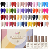 GAOY 42 Pcs gel nail polish kit color swatches showing a wide seasonal palette.