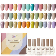 GAOY 42-pcs gel nail polish kit with pastel shades for DIY manicures that last up to 4 weeks