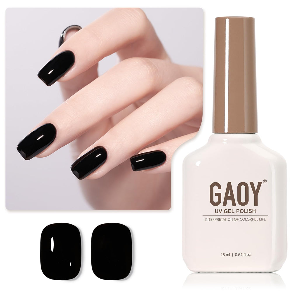 GAOY Black Gel Nail Polish 1001 bottle for at-home manicure with bold color.
