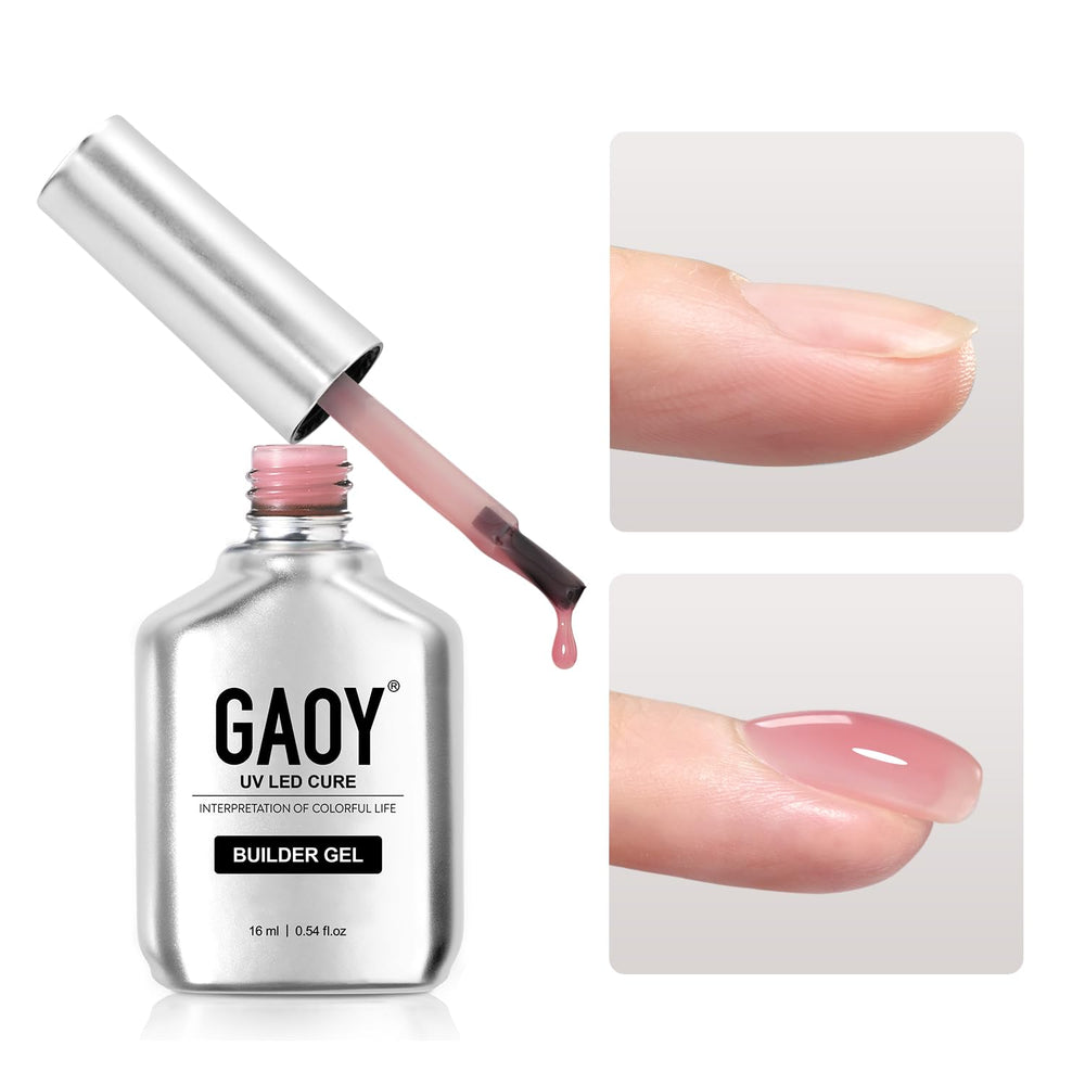 GAOY Builder Gel nails in berry pink for natural, long-lasting extensions.