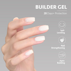 GAOY builder gel nails with natural look, extending length with strength.