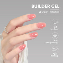 GAOY Builder Gel close-up on layered nails with even coverage and gloss