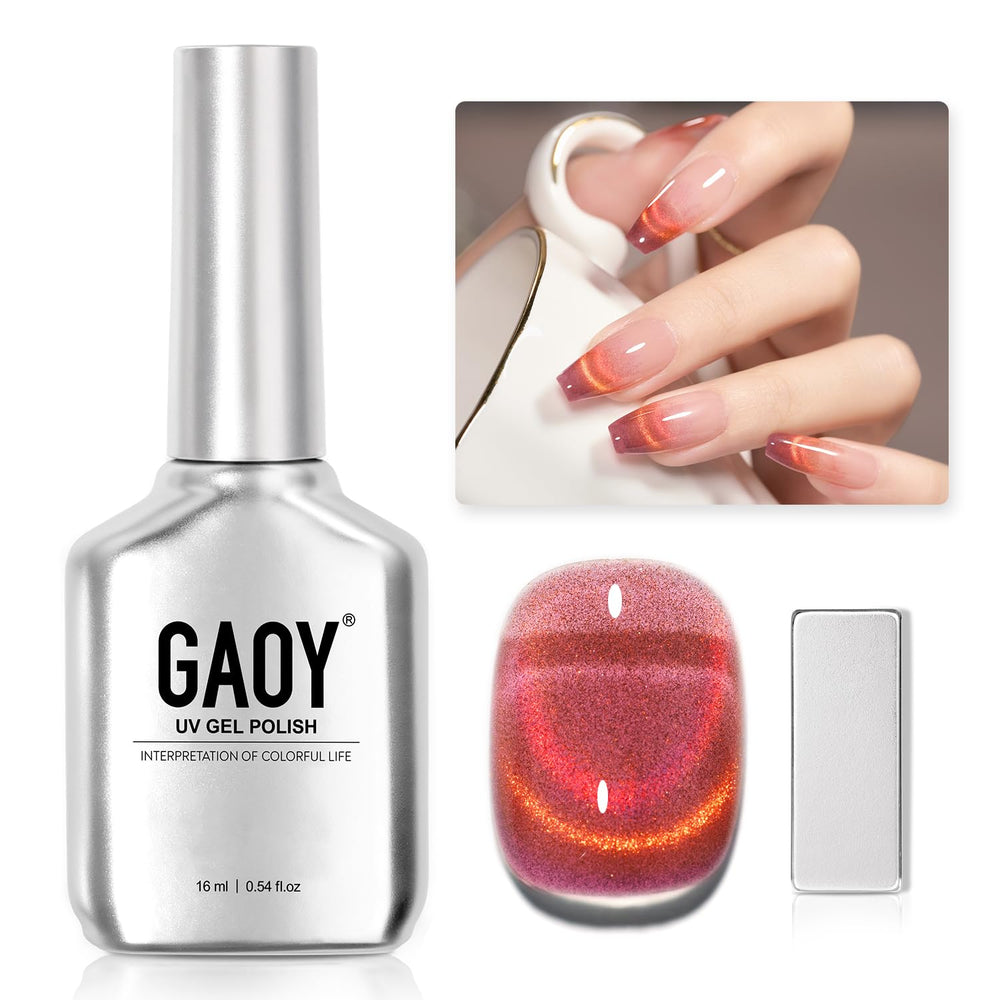 GAOY Cat Eye Gel Polish bottle in vintage burgundy with shimmering finish