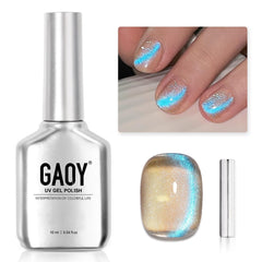 GAOY Cat Eye Magnet with blue mermaid tears pattern for stylish at-home nails.