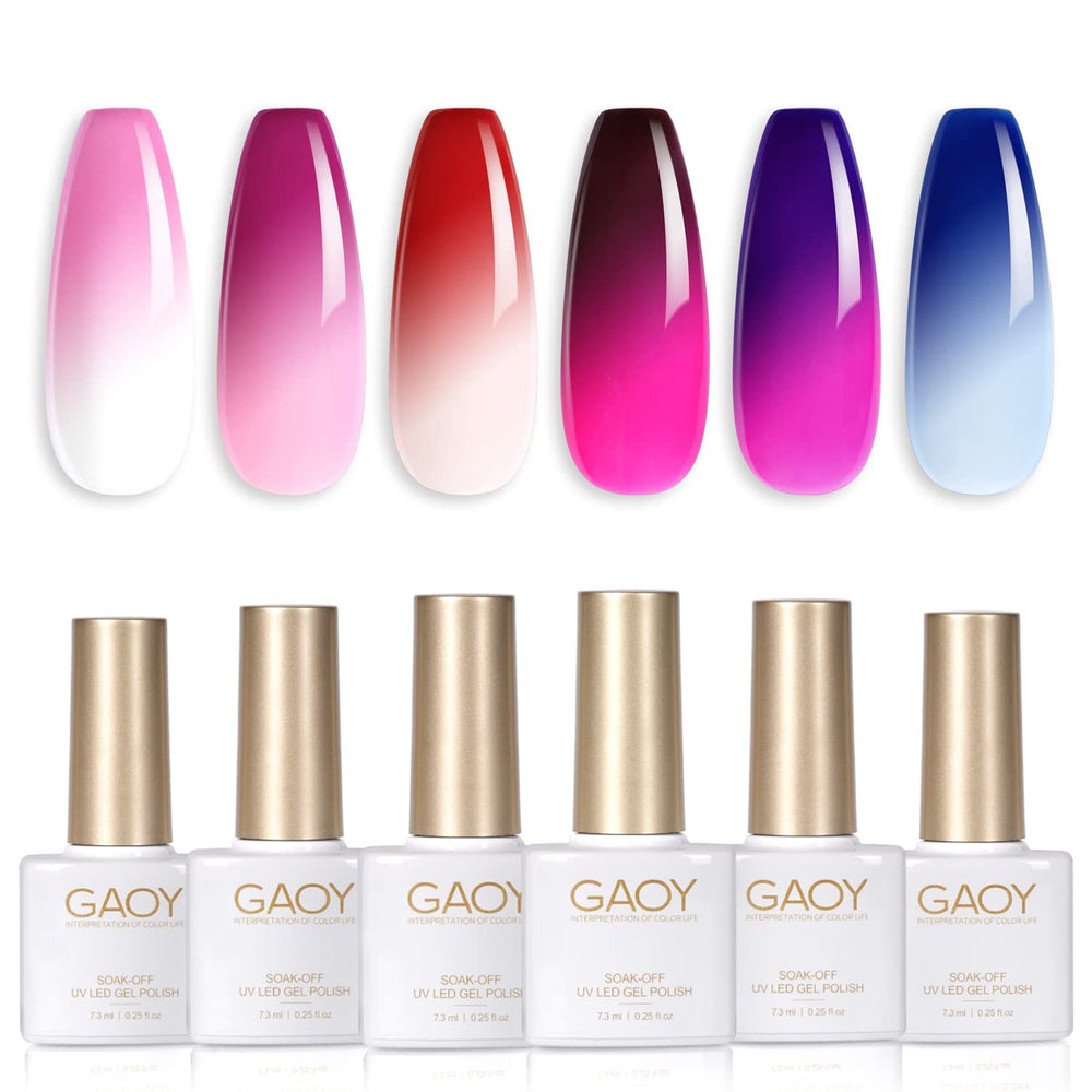GAOY color changing gel nail polish set front view shows six mood colors