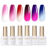 GAOY color changing gel nail polish set front view shows six mood colors