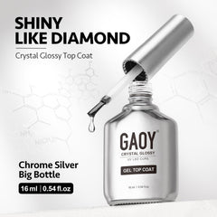 GAOY Crystal Glossy Base Coat bottle ready for quick curing and smooth application.