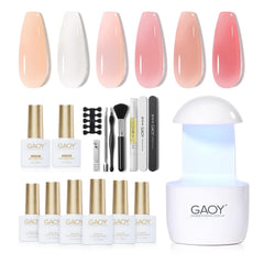 GAOY gel nail kit contents show six color gels for easy at-home manicures